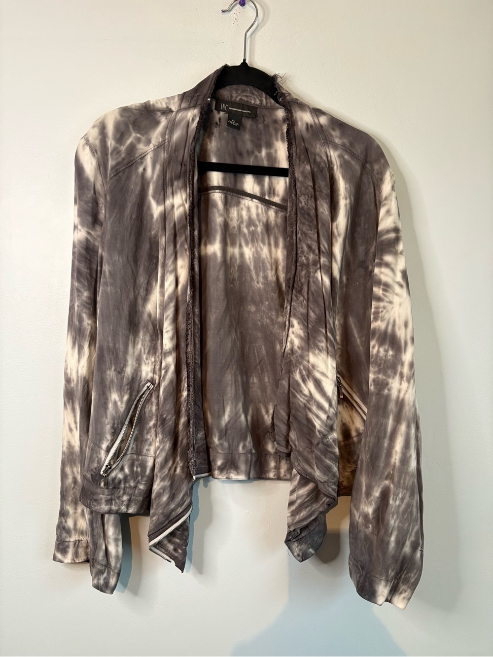 INC International Concepts Tie-Dye Jacket - Gray & White